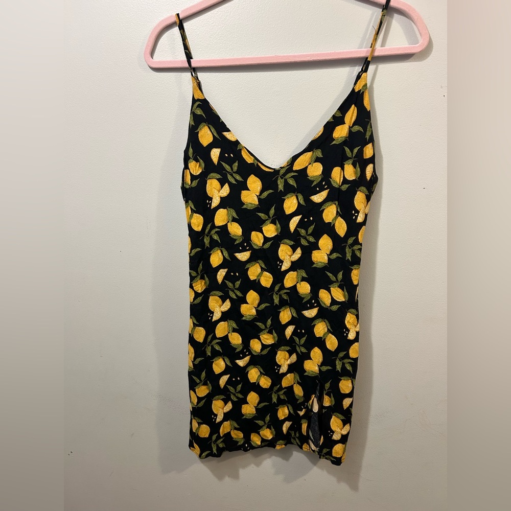 Reformation Black Yellow Lemon Drop Marlow Dress MSRP $198